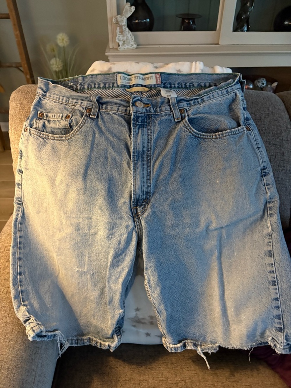 Men's Light Blue Denim Jean Shorts - Loose Straight